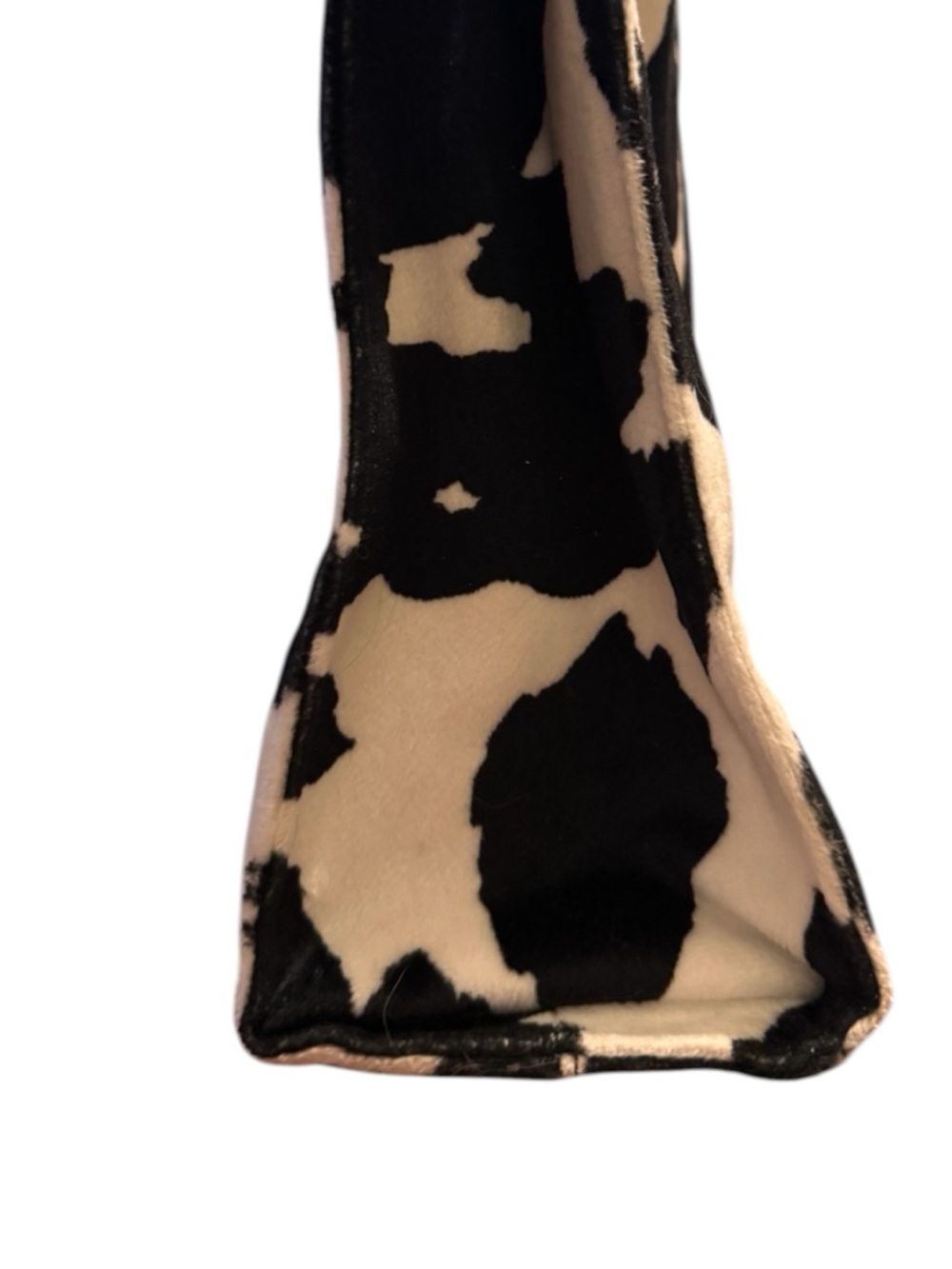 Nine West Black & Cream Cow Print Fuzzy Tote Bag EUC - Picture 5 of 5